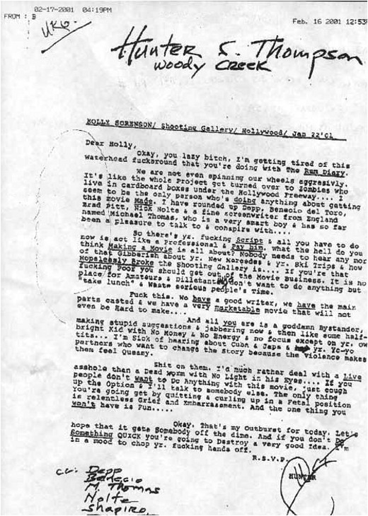 okay you lazy bitch a letter from hunter s thompson