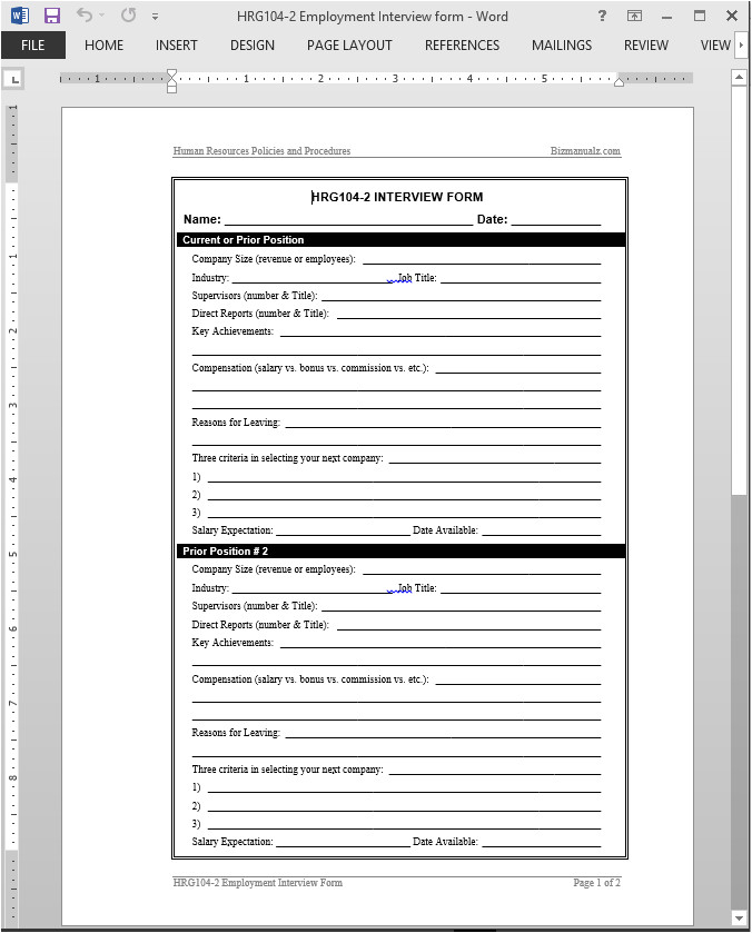Interview Templates for Employers Job Interview Worksheet Template