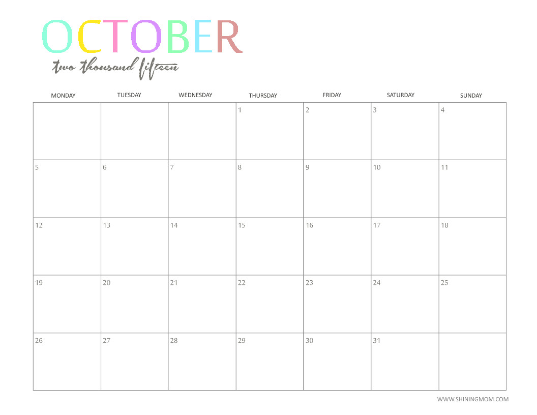 october 2015 calendar word template