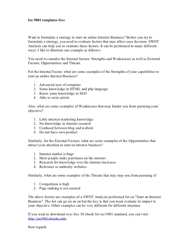 Iso 9001 Templates Free Download iso 9001 Templates Free