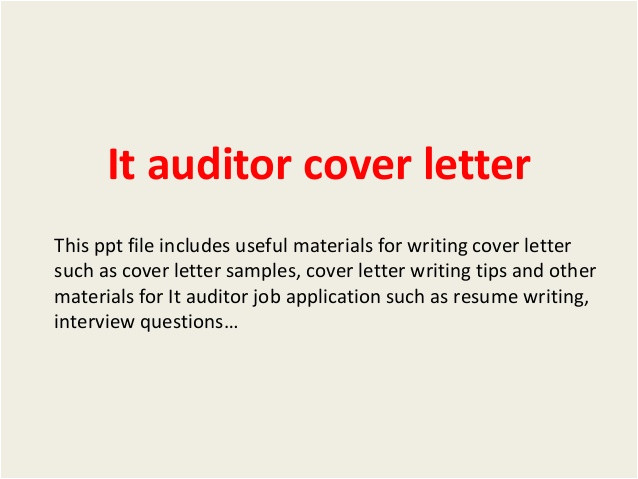 It Auditor Cover Letter It Auditor Cover Letter