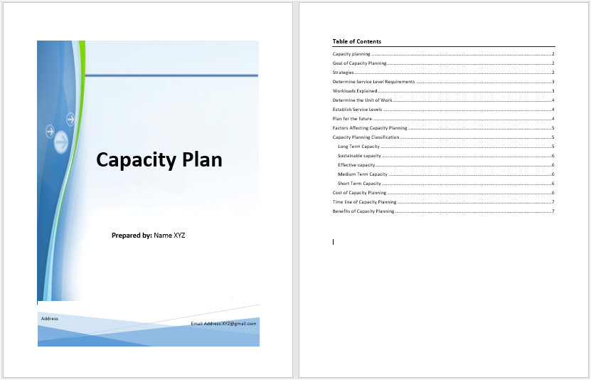 It Capacity Planning Template Capacity Plan Template Microsoft Word Templates
