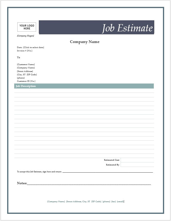 free job estimate forms