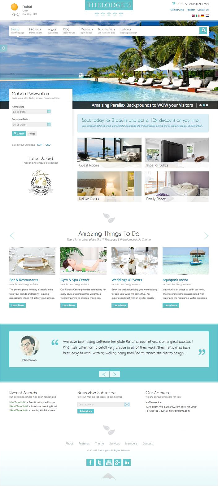 it thelodge 3 joomla online hotel rooms booking template