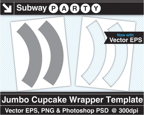 jumbo size cupcake wrapper template vector