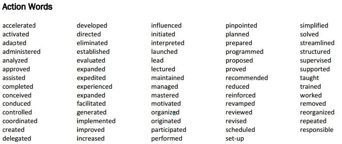 keywords for resumes