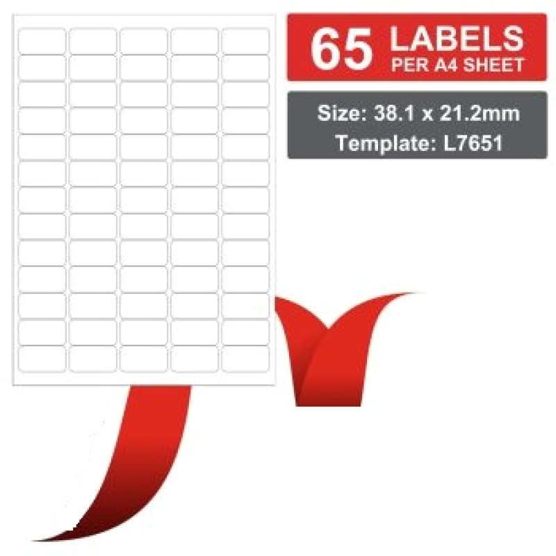 65 labels per a4 sheet 38 x 21 2mm 100 sheets office mailing labels