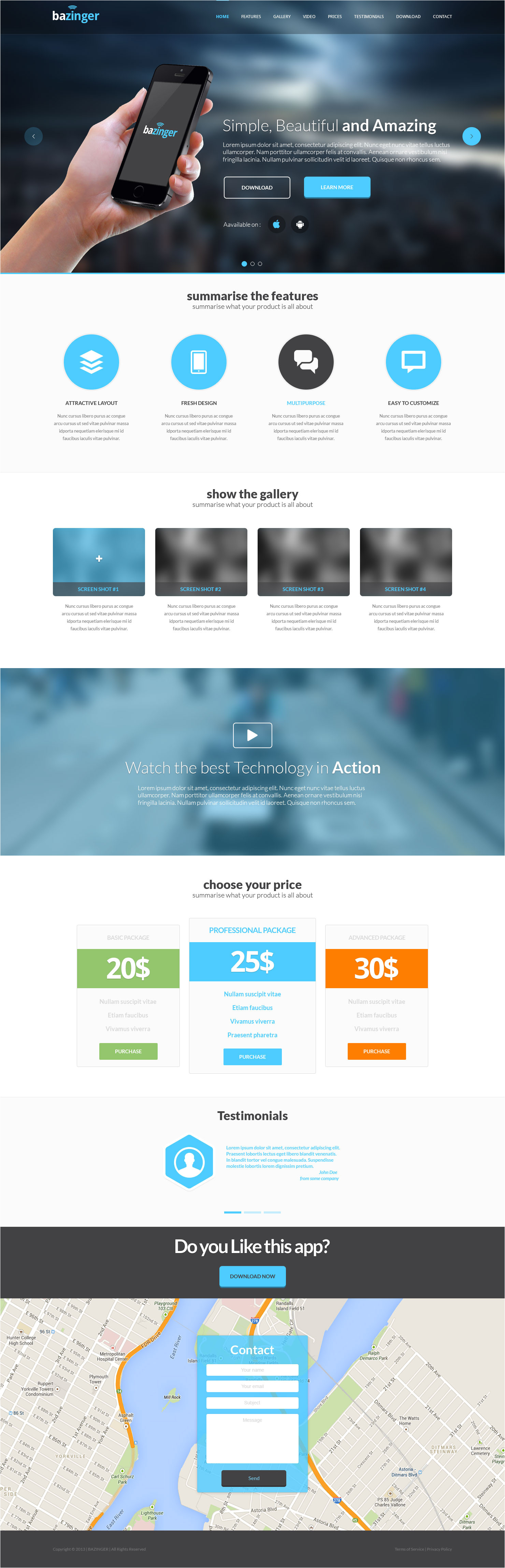 bazinger landing page free html template
