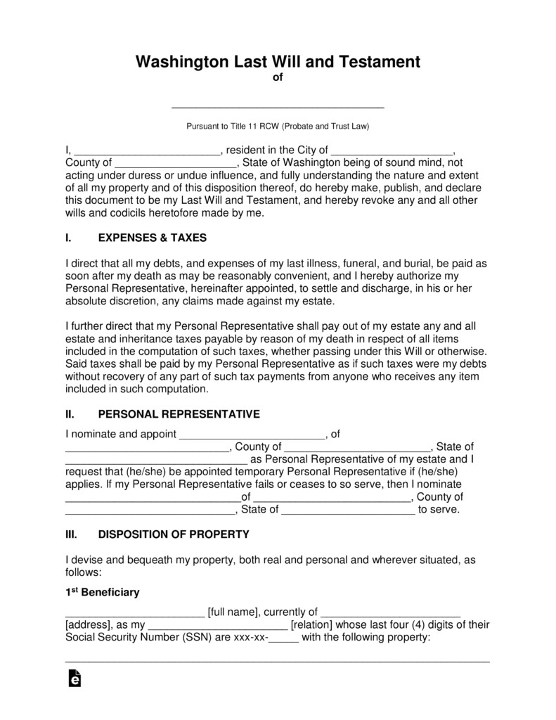Last Will and Testament Free Template Maryland 1 Last Will and Testament Free Template Maryland Free Washington Last Will and Testament Template Pdf