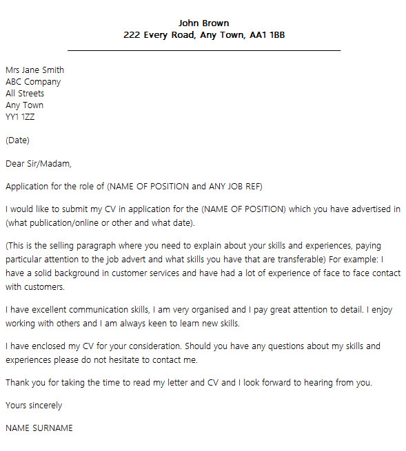 cover letter layout uk