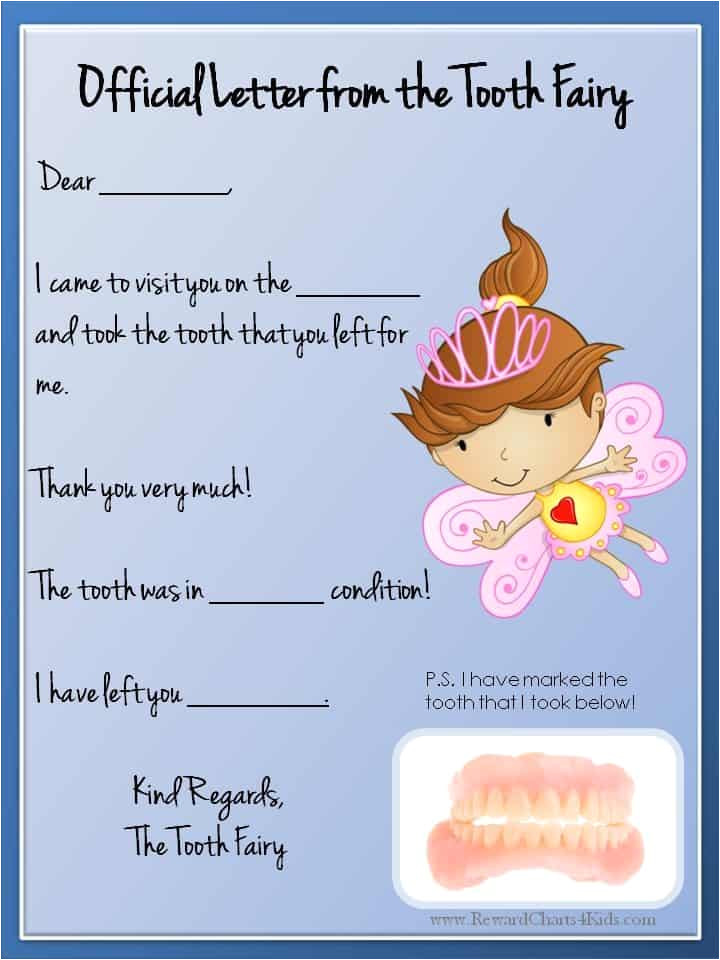 Letter From the tooth Fairy Template tooth Fairy Letter Free Printable