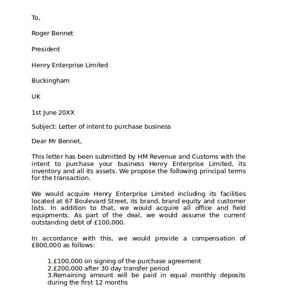 Letter Of Intent to Buy A Business Template 9 Letter Of Intent to Purchase Samples Sample Templates