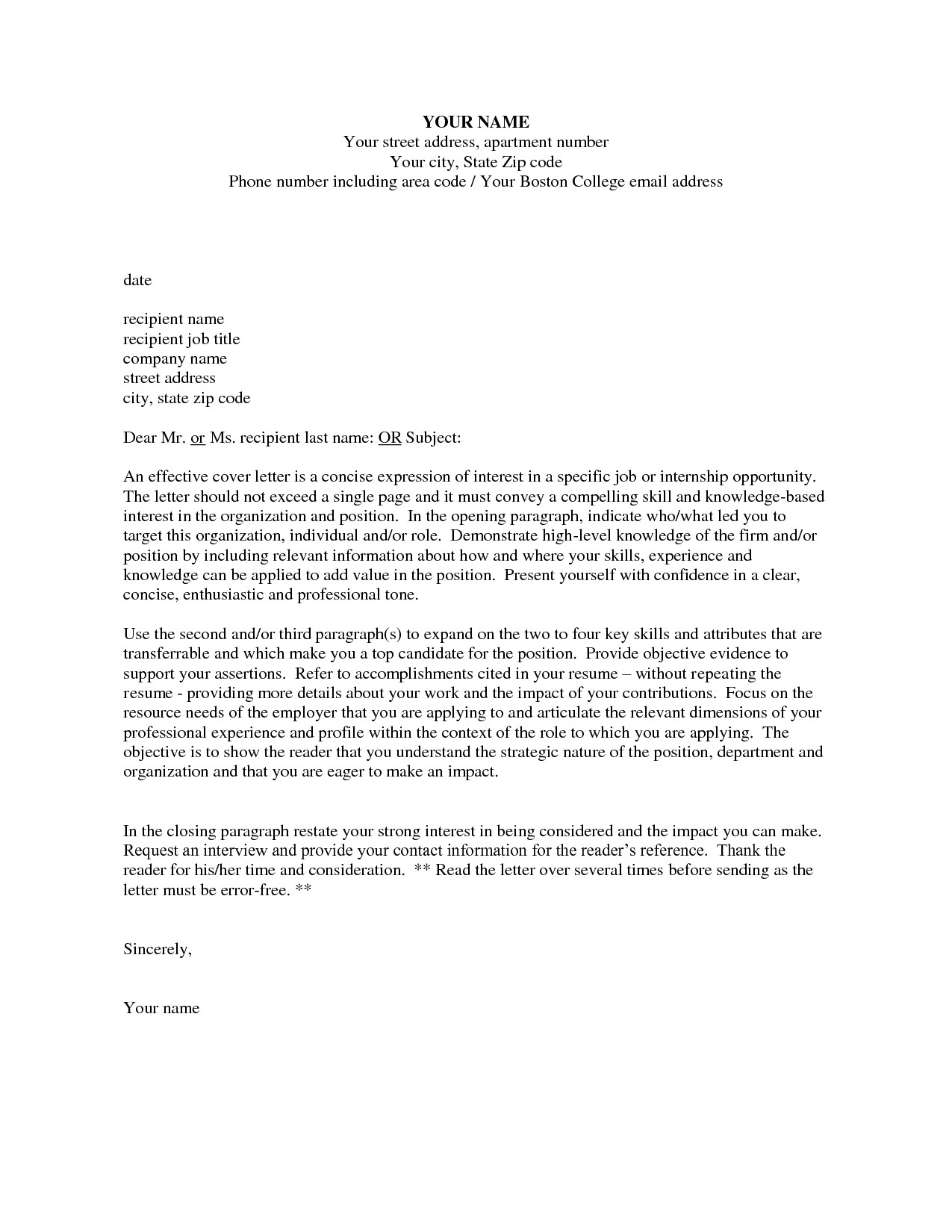 Letter Of Interest or Cover Letter How to Write A Cover Letter Of Interest Example for A Job
