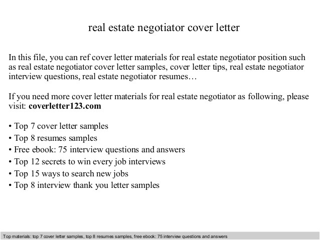real estate negotiator cover letter