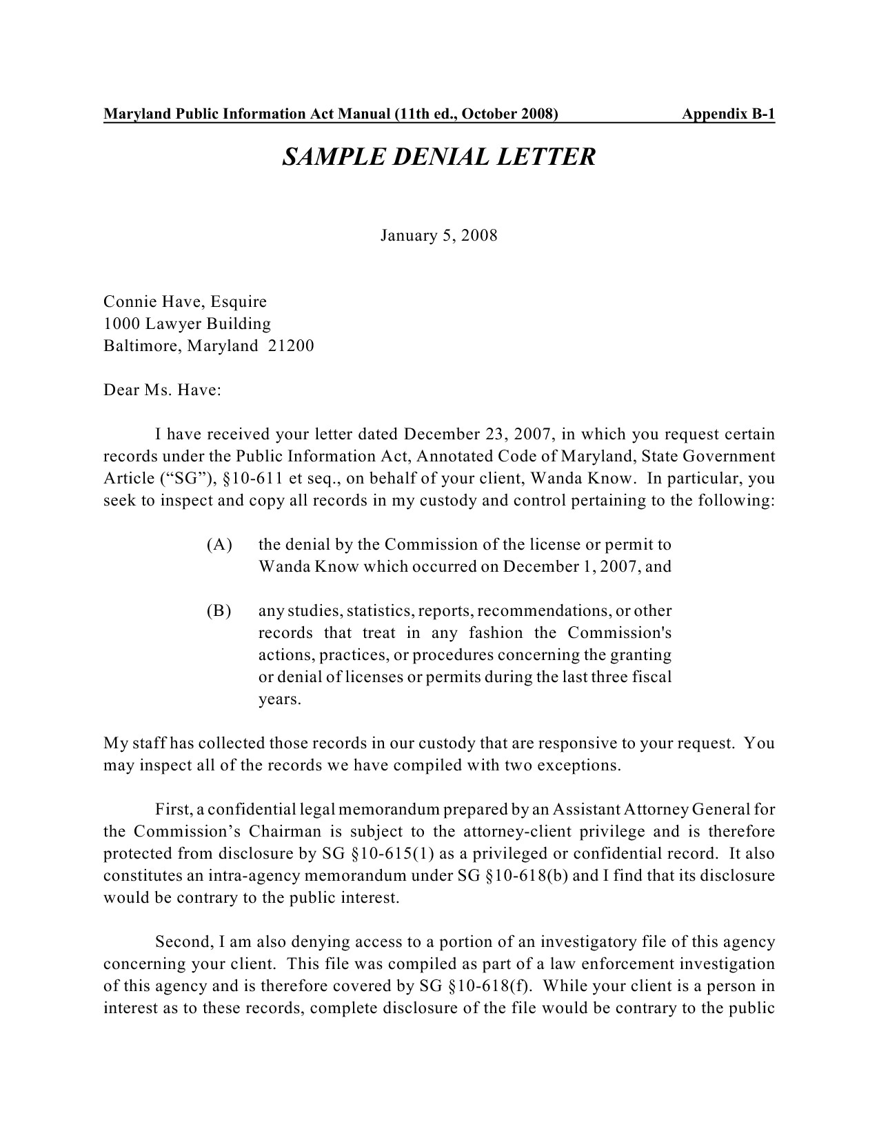 post sample letter denying a claim 74206