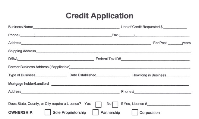 business credit application template free