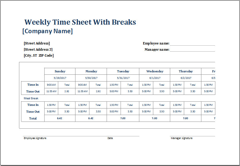 weekly time sheets