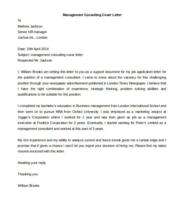 Management Consulted Cover Letter 54 Free Cover Letter Templates Pdf Doc Free
