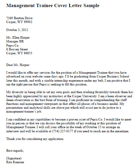 Management Trainee Cover Letter Samples Cv Sample for Management Trainee Position Printable Job