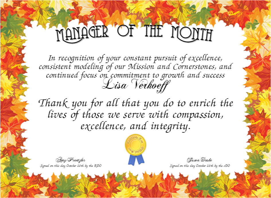Manager Of the Month Certificate Template Manager Of the Month Certificate Created with