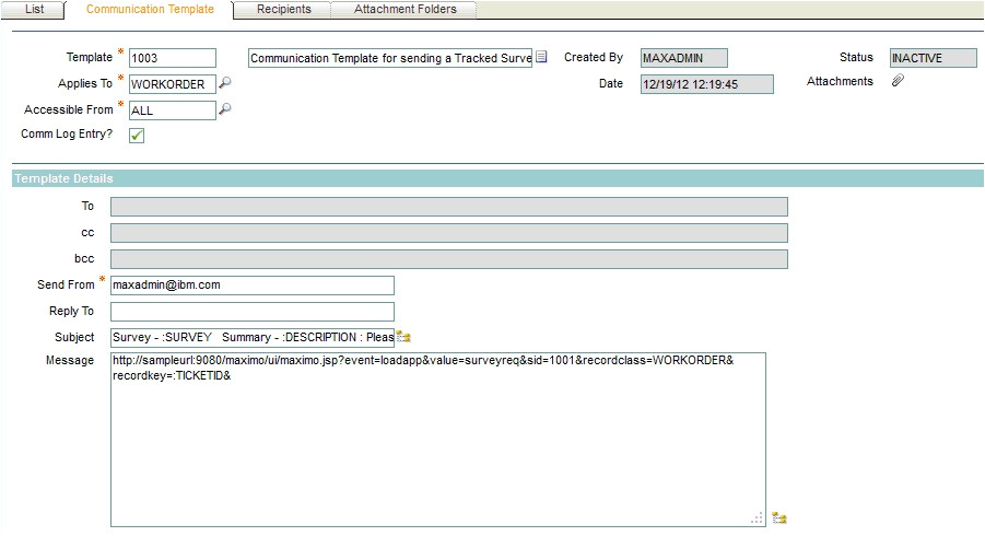 Maximo Communication Template Tutorials How to Create A Survey for Any Maximo Object