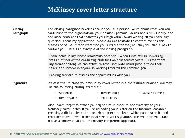 mckinsey cover letter sample