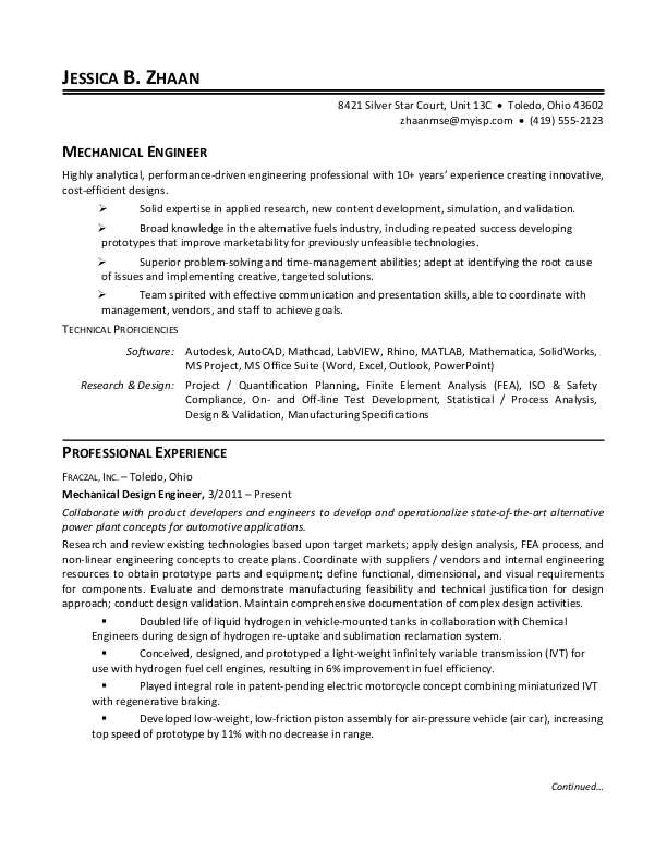 Mechanical Engineering Technologist Resume Sample Mechanical Engineer Resume Sample Monster Com