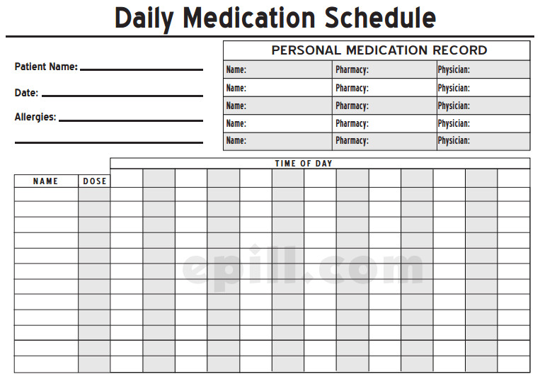 6 medication intake schedule templates