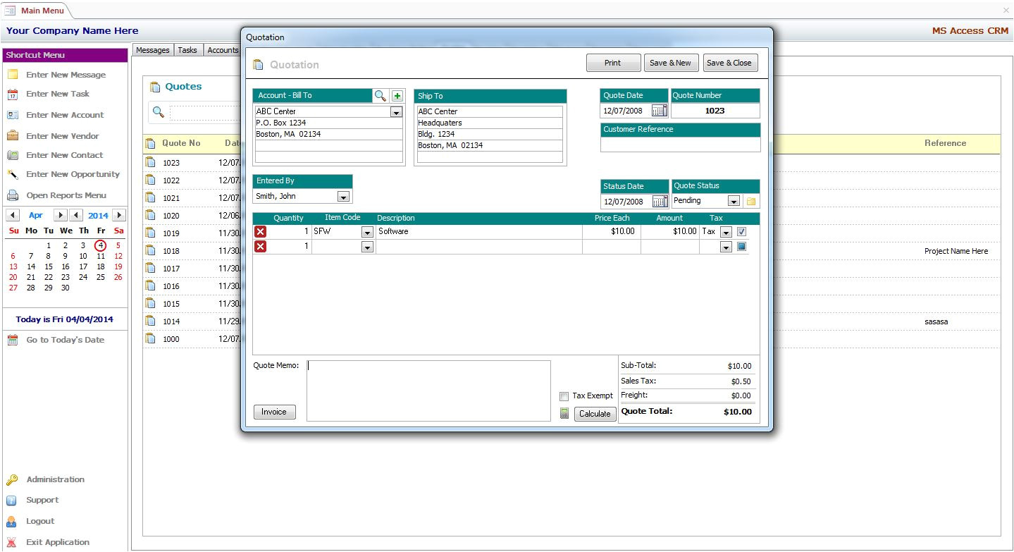 Microsoft Access Quotation Template Microsoft Access Invoice Template Ms Access Invoices