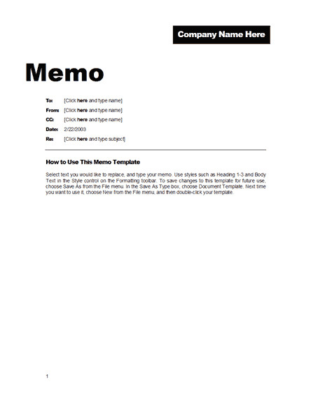 memo word templates