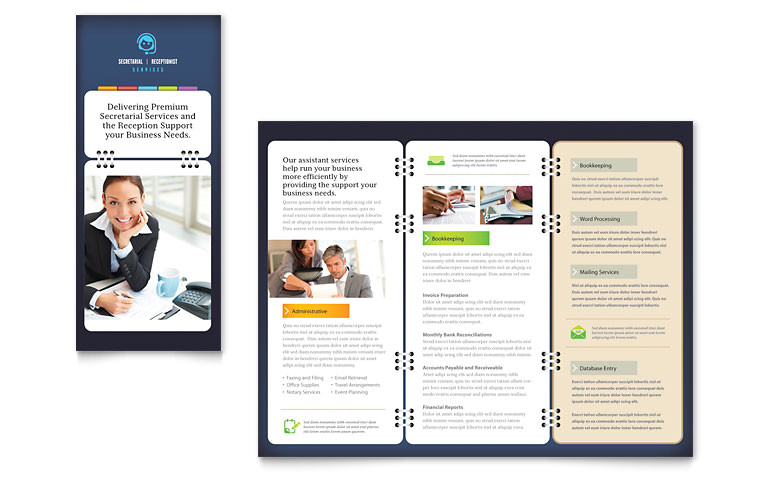 Microsoft Office Publisher Templates for Brochures Secretarial Services Tri Fold Brochure Template Word