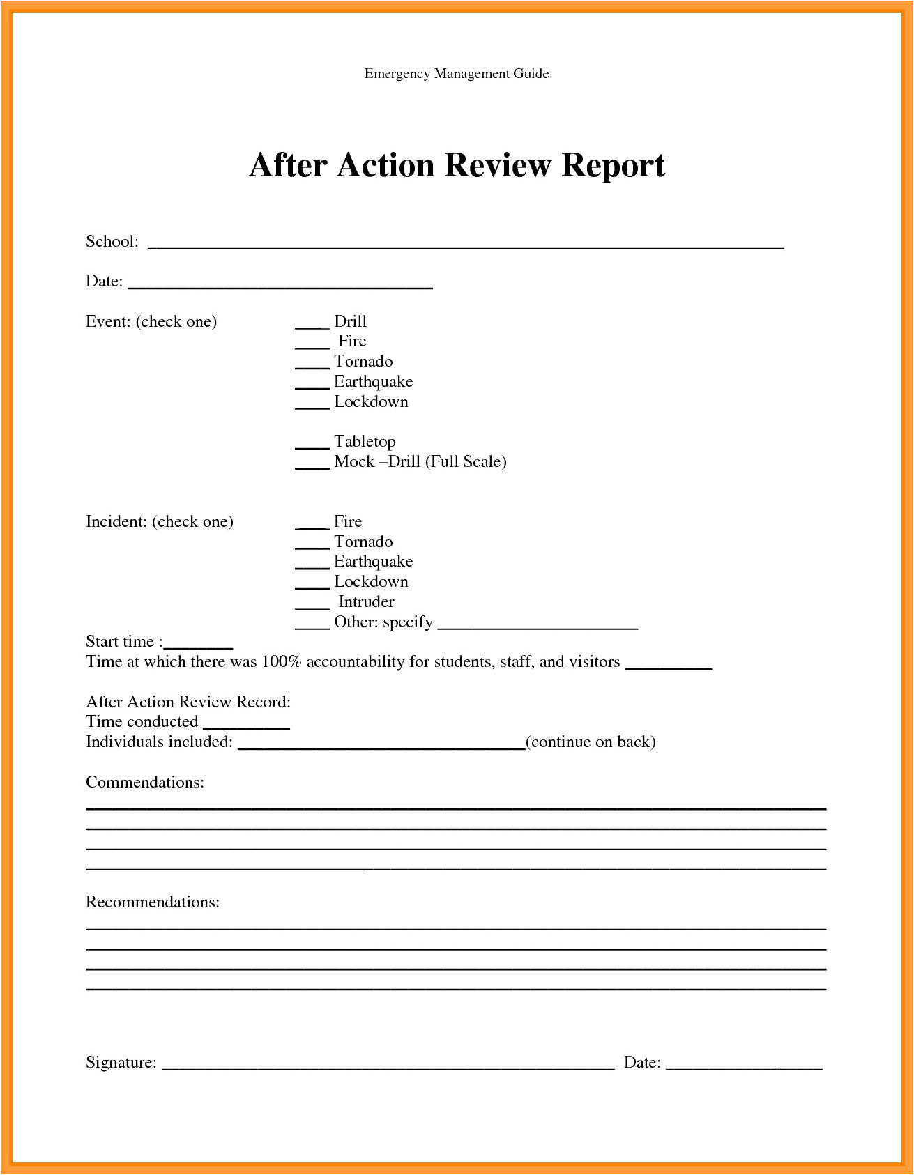 8 9 army after action review template