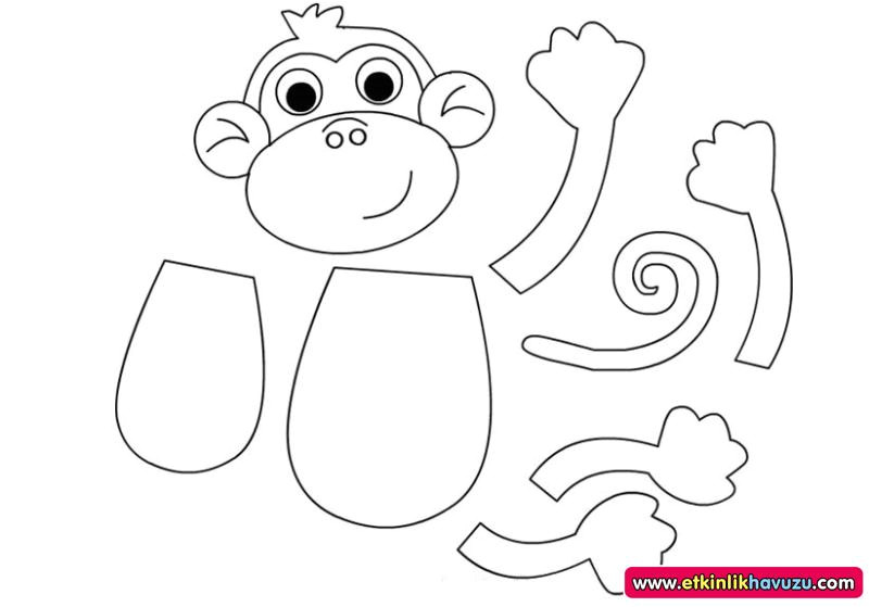 Monkey Body Template Crafts Actvities and Worksheets for Preschool toddler and