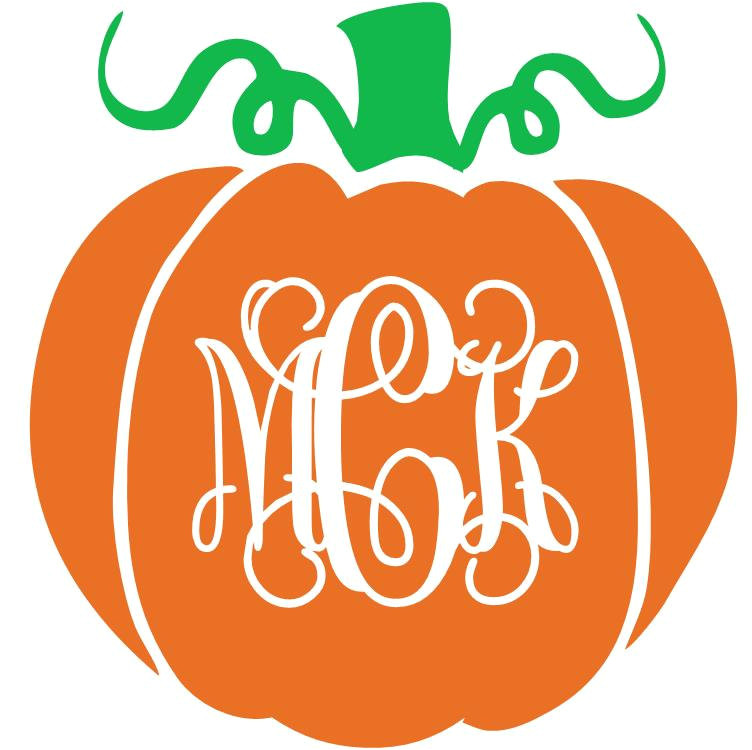 pumpkin monogram vinyl decal