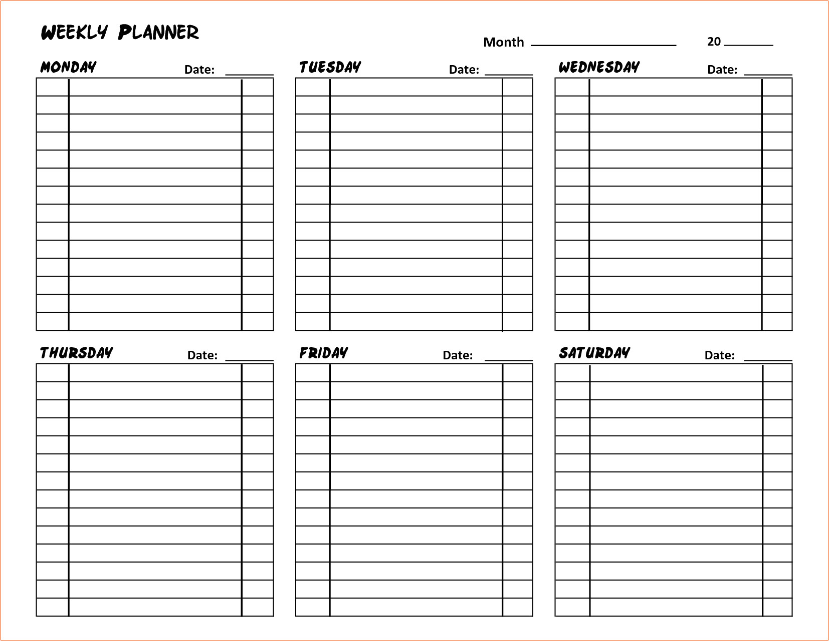 7 daily organizer template