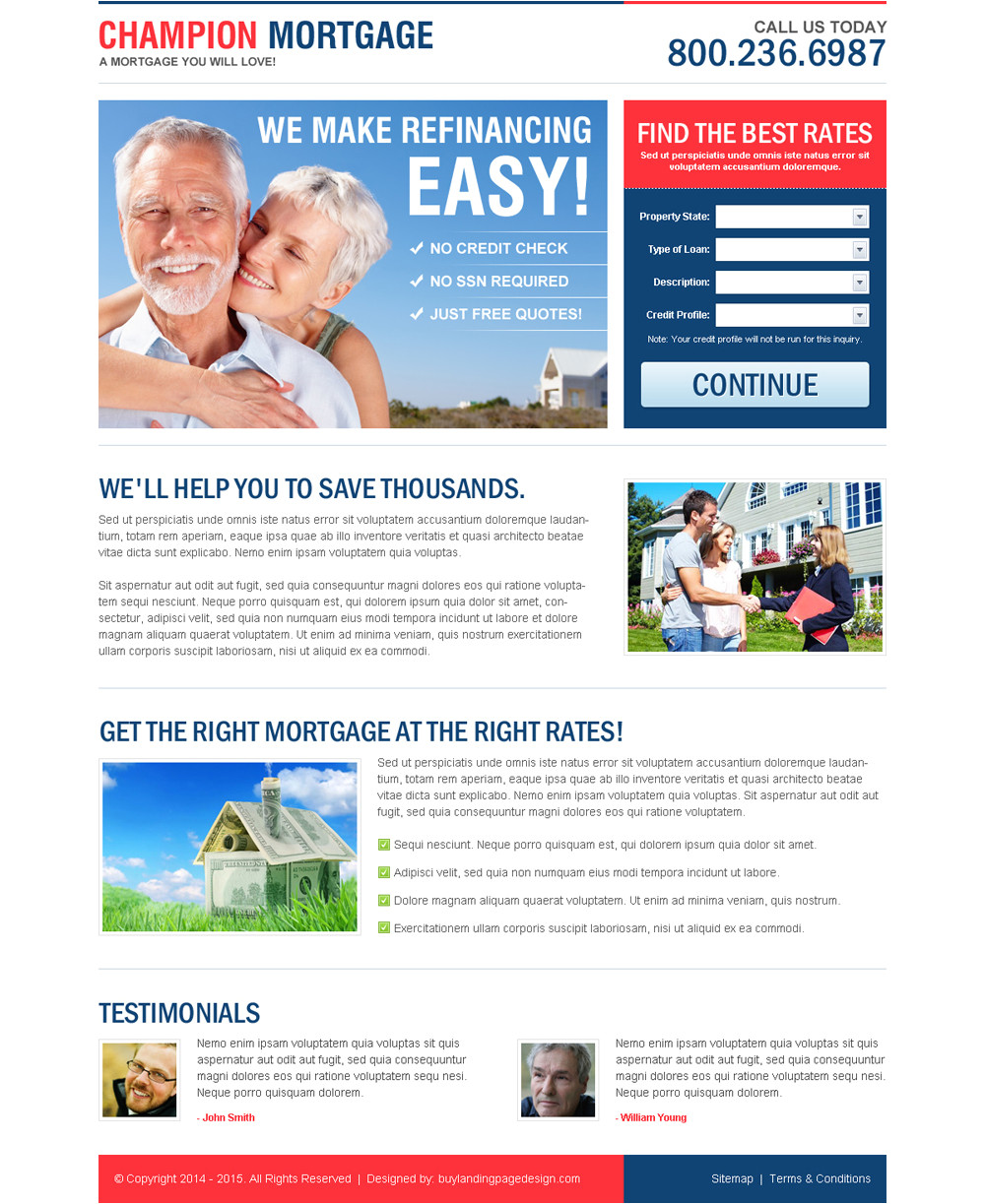 mortgage business landing pages 2016 for your business conversion