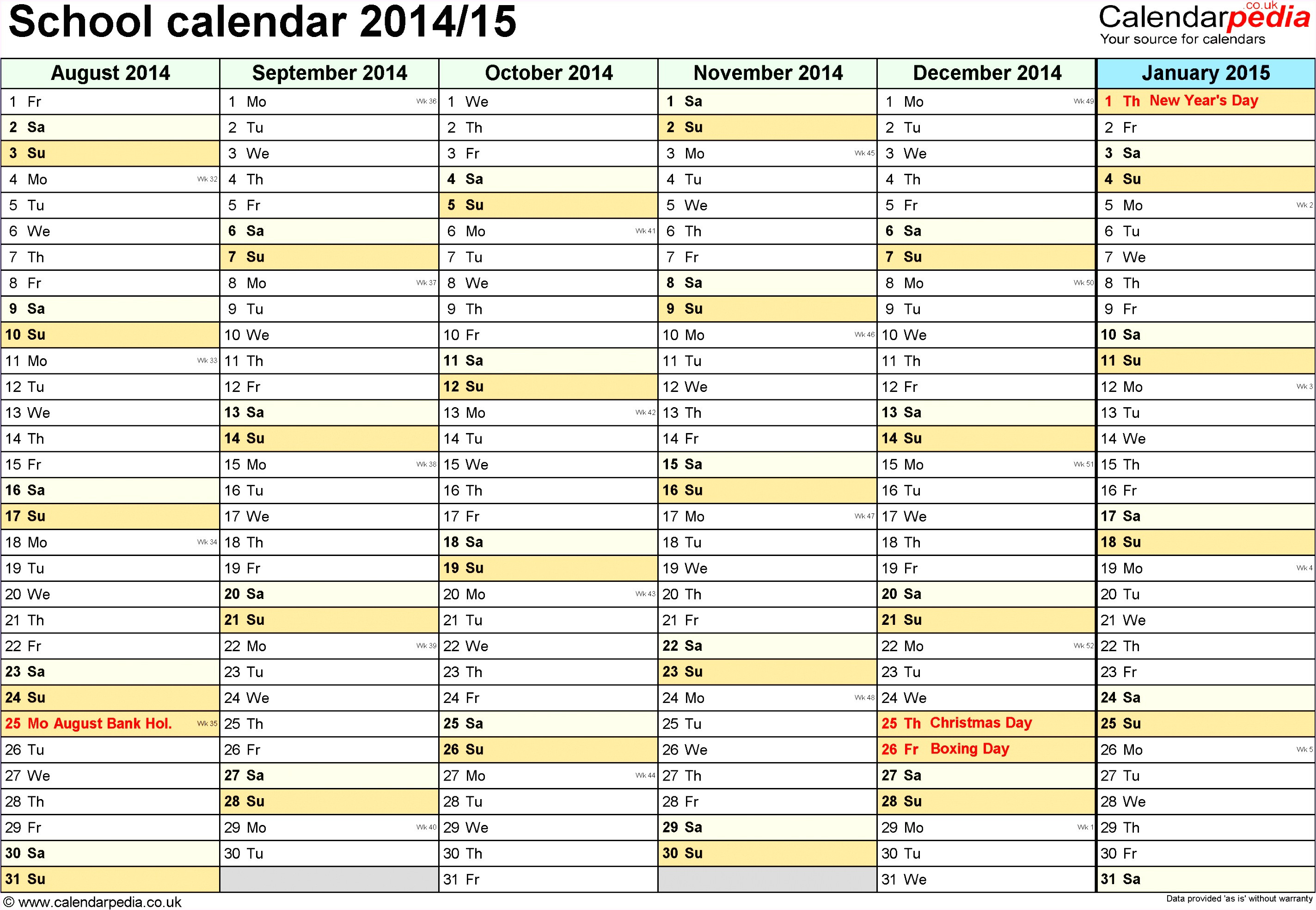 ms excel calendar template 2014 x2784