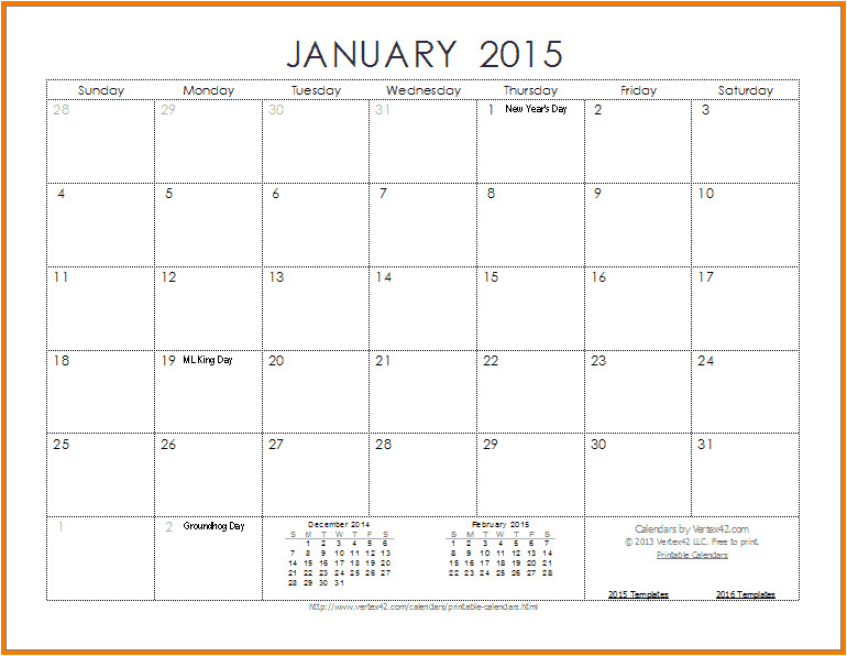 microsoft office calendar templates 2015