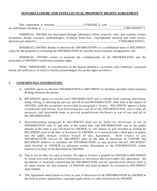 mutual non disclosure agreement form