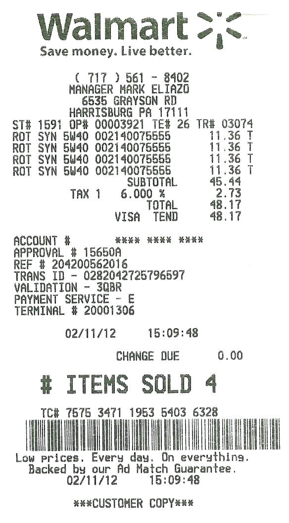 fake walmart receipts