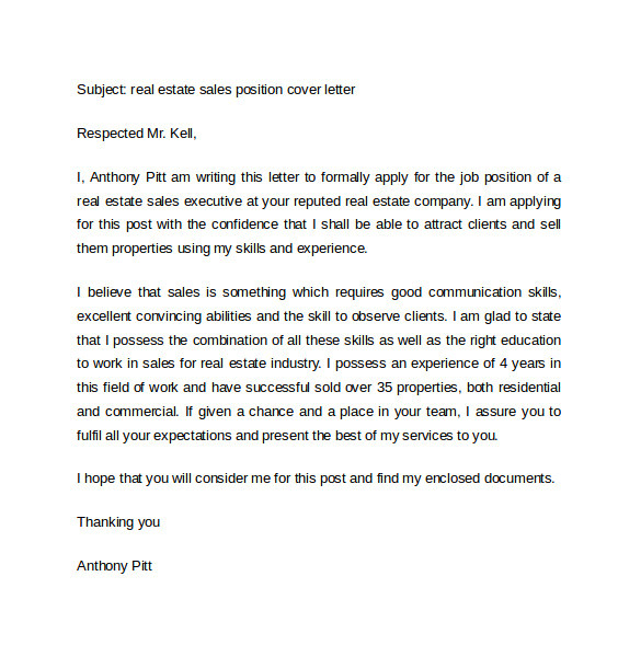 sample sales cover letter template