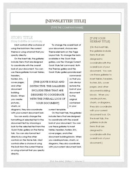 free newsletter template microsoft word newsletter template