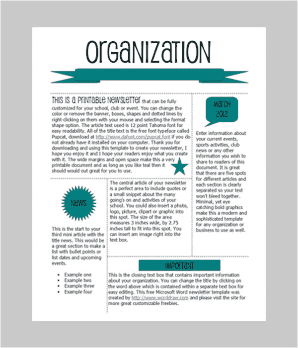 Newsletter Outline Template Word Newsletter Template 31 Free Printable Microsoft