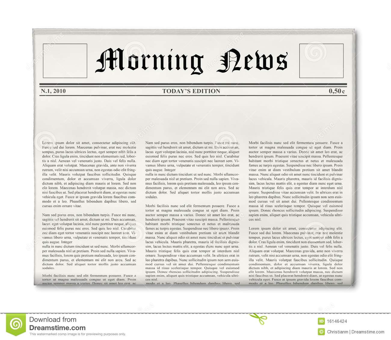 Newspaper Header Template Newspaper Headline Template Stock Images Image 16146424