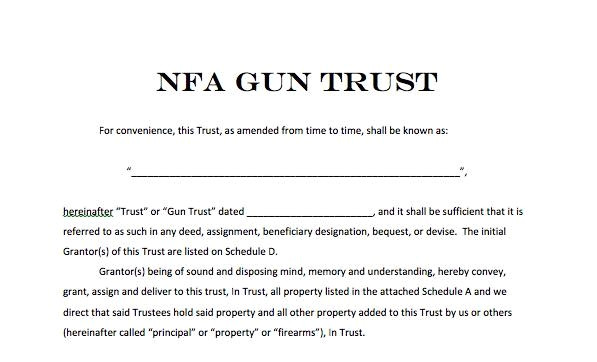 nfa trust forms