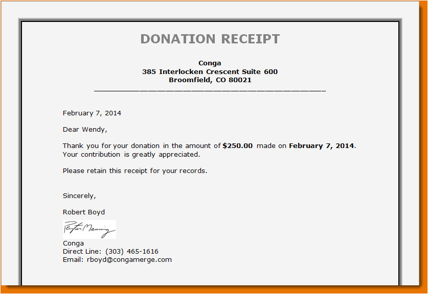 4 non profit donation receipt template