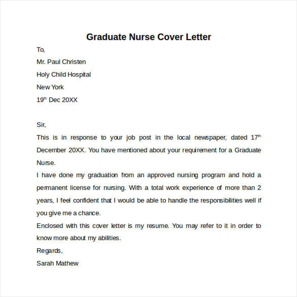 wonderfull graduate nurse cover letter