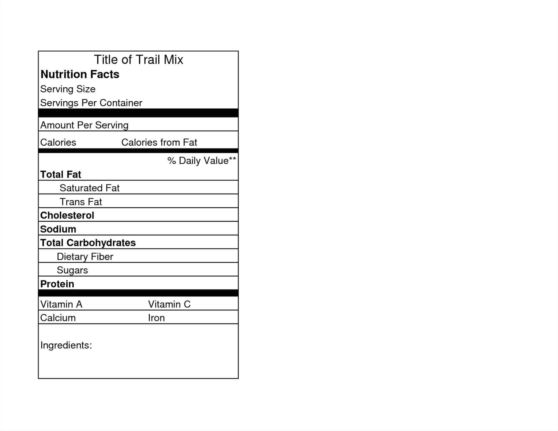 Nutrition Facts Table Template 1 Nutrition Facts Table Template Nutrition Facts Blank 2018 Ogahealth Com