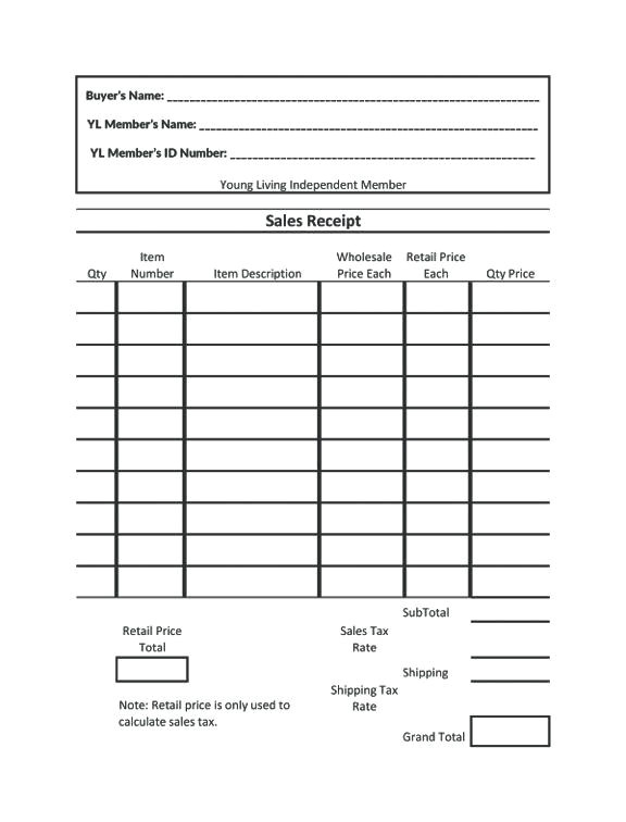 Free Avon Receipt Template