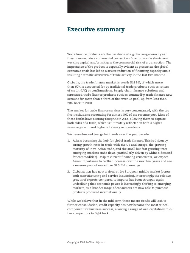 Oliver Wyman Cover Letter Oliver Wyman Transaction Banking Trade Finance